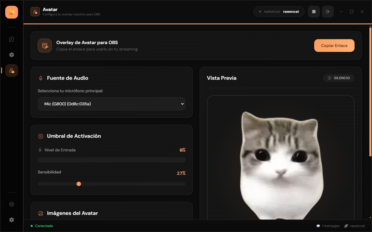 Avatar VTuber reactivo al micrófono